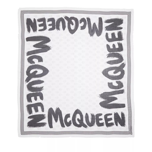 Alexander McQueen Graffiti Biker Skull Scarf White/Black Leichter Schal