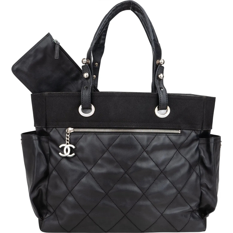 Chanel Schultertasche Chanel Stitching Cotton CC Handbag schwarz