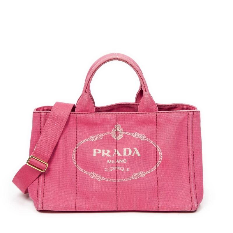 Prada Crossbody Bag Medium Canapa Tote fuschsia