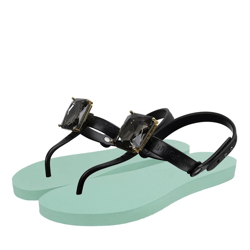 UZURII Flip Flops Zehentrenner Selena Diamond Silver mintgrün(Image 2)