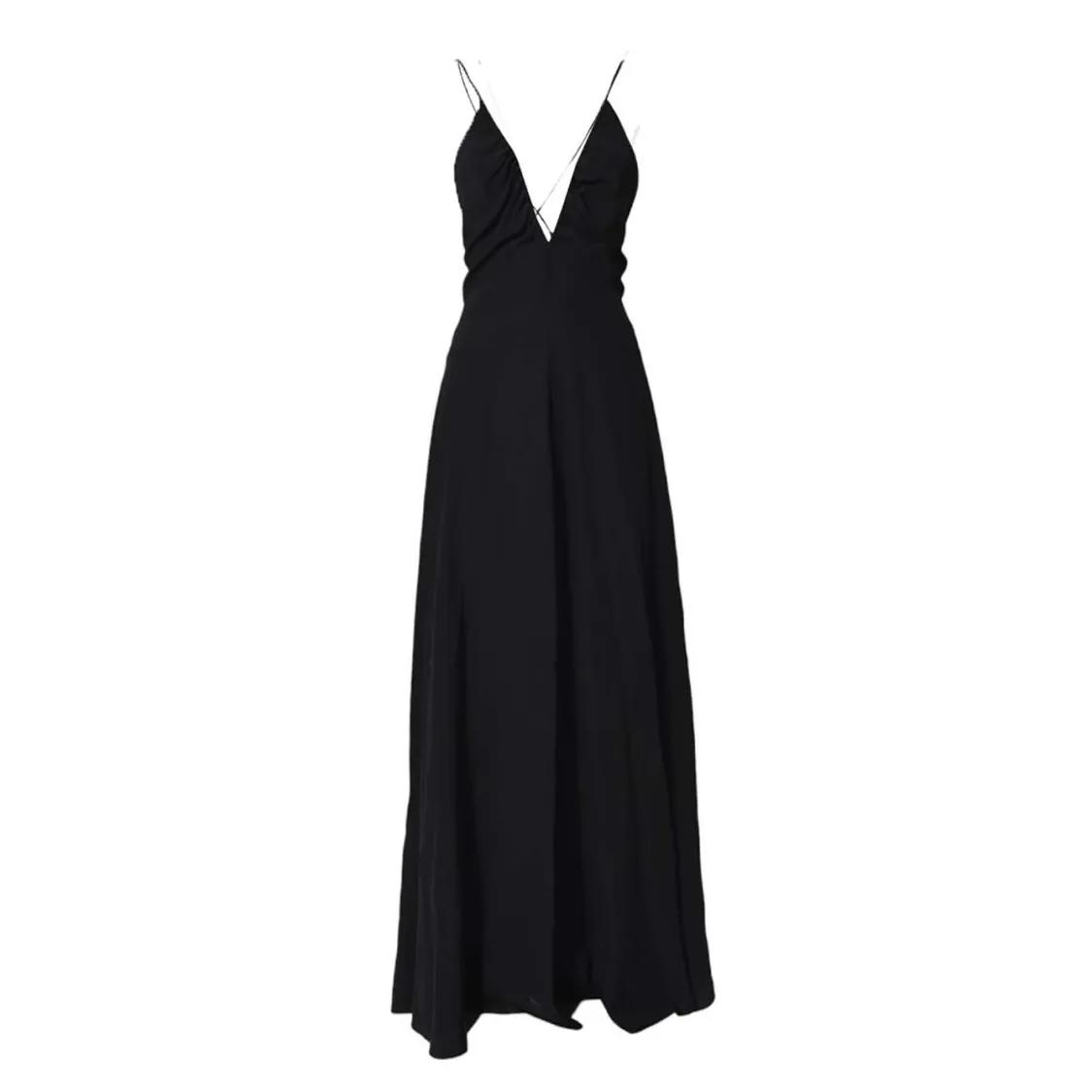 Thumbnail - Aspesi - Black Silk Crêpe De Chine Long Dress - Größe 42 - schwarz