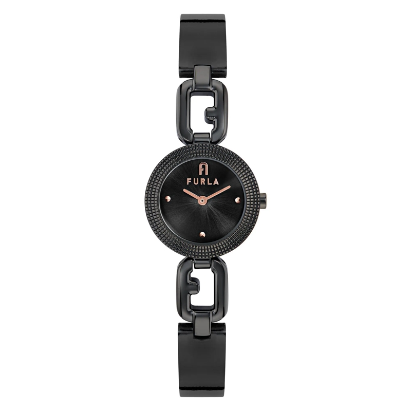 Furla Quarzuhr Quarz-Analoguhr Furla Arco Chain schwarz