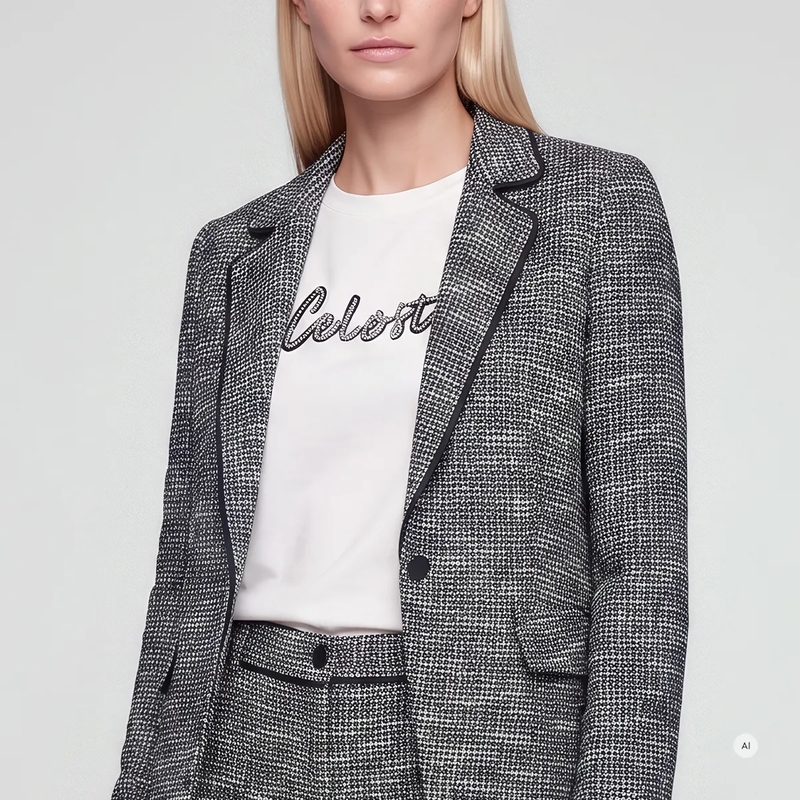 Marc Aurel Blazer Schmaler Einknopfblazer aus Bouclé  blau(Image 3)