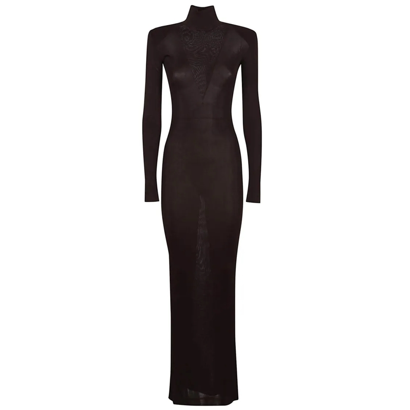 Self Portrait  Form-Fitting Black Maxi Dress Black