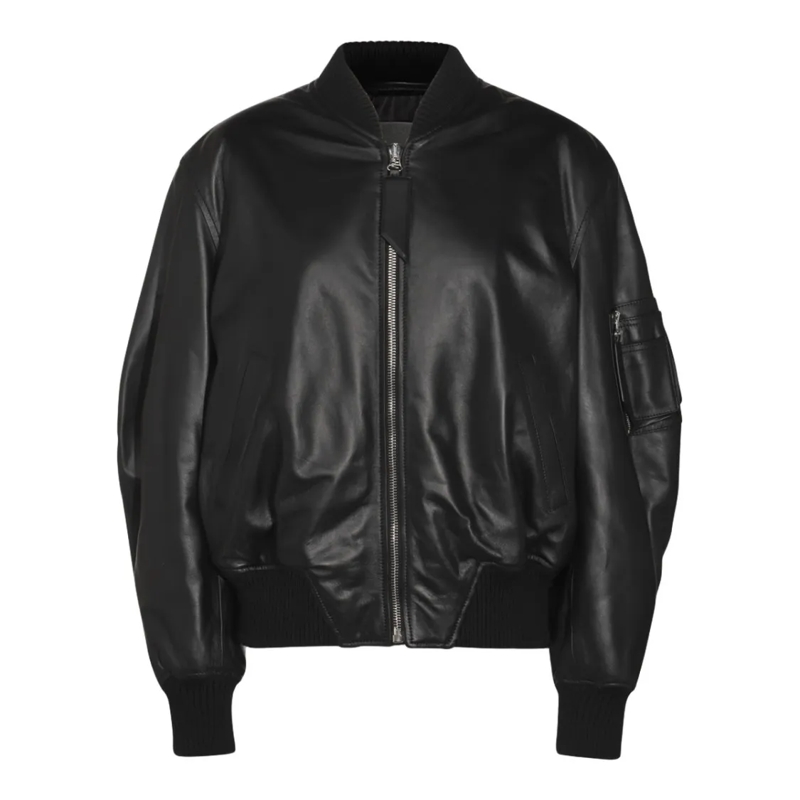 The Attico Leren jas Smooth Black Leather Jacket With Glossy Finish Black