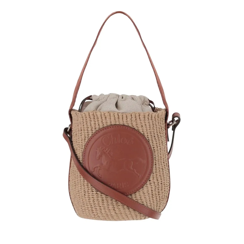 Chloé Schultertasche Small Horse Medal Bag Made Of Natural Fibers Brown