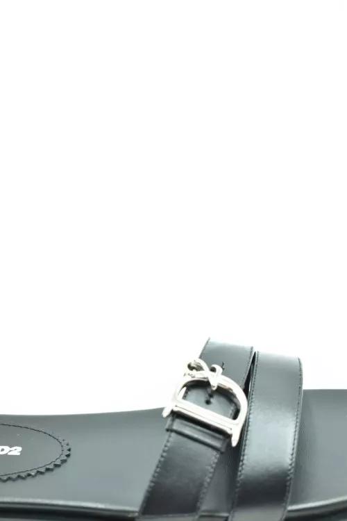 Thumbnail - Dsquared2 Sandalen - Black Leather Flat Sandals - Gr. 38 (EU) - in Schwarz - für Damen