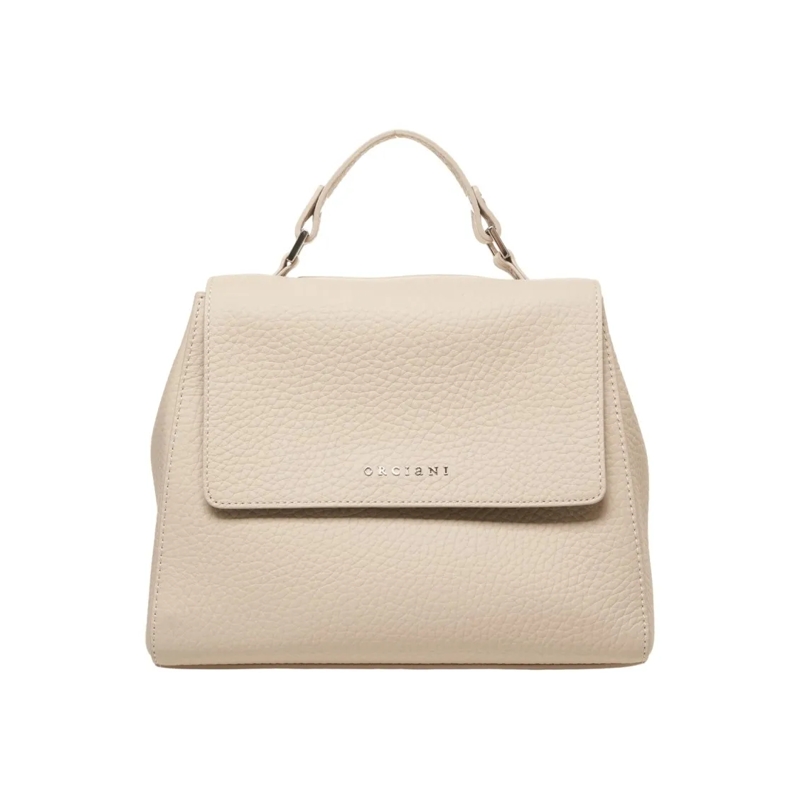 Orciani Crossbody Bag Pebbled Leather 'Sveva' Handbag With Magnetic Clos Neutrals
