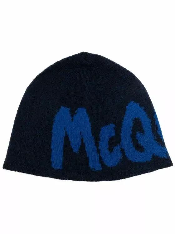 Alexander McQueen Mützen - Navy Blue Grafitti Hat - Gr. L - in Blau - für Damen