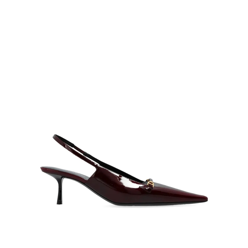 Saint Laurent Pumps Patent Leather Slingback Pumps With Gold-Tone Hard Black