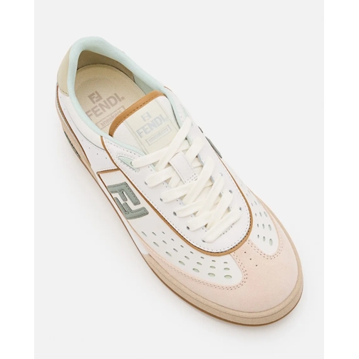 Fendi sneaker basse Mixed Leather And Denim Sneakers With Embossed Log White (Image 4)