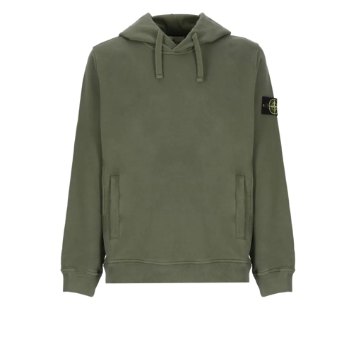 Stone Island Green Cotton Hoodie Green Huvtröja