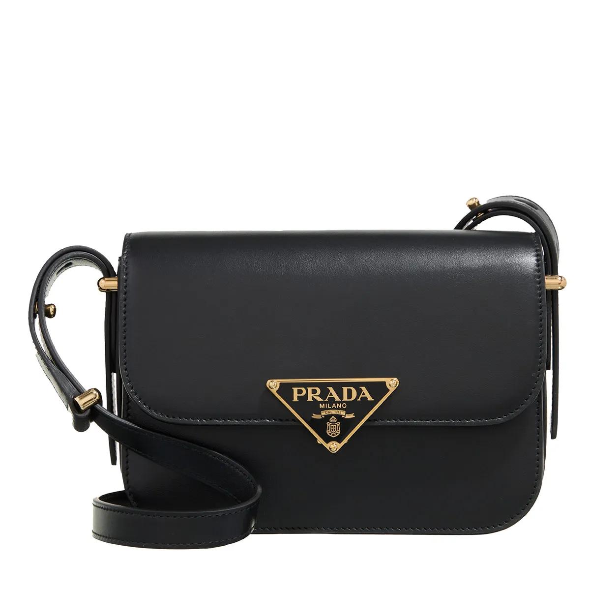 Prada Embleme Smooth Leather Shoulder Bag Black Shoulder Bag