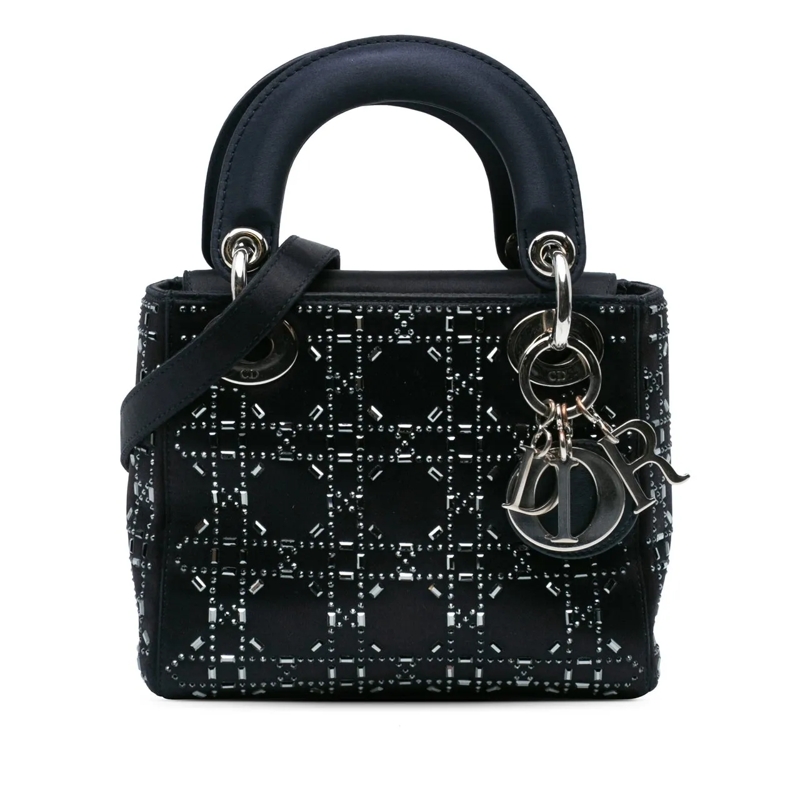 Christian Dior Tote Mini Satin Cannage Strass Crystal Embellished Lady schwarz