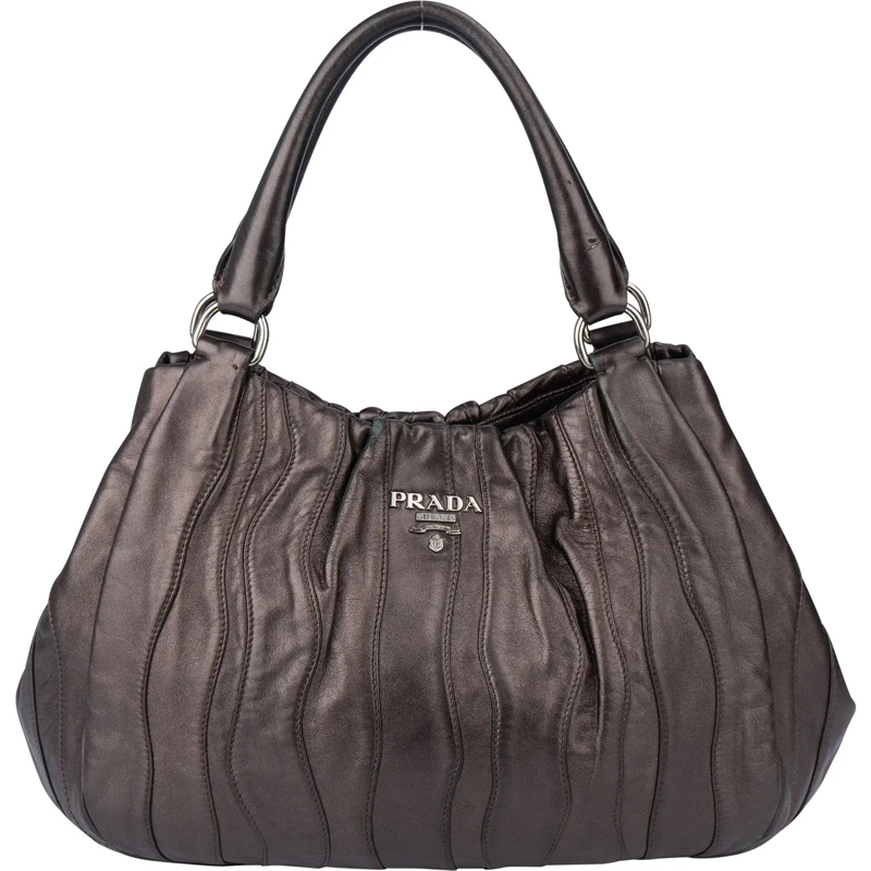 Prada Schultertasche Prada Metallic Nappa Leather Handbag braun