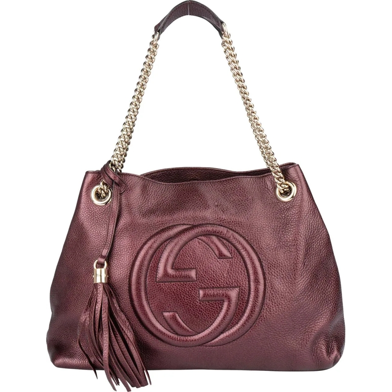 Gucci Schultertasche Gucci Leather GG Soho Metallic Purple Crossbody Ba lila