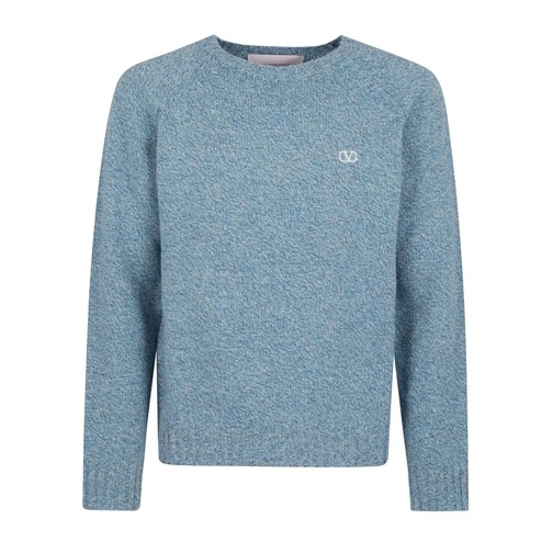 Valentino Pullover Crew Neck Wool Sweater Blue