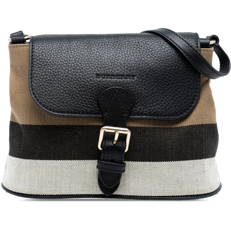 Burberry Schultertasche Mega Check Canvas and Grained Calfskin Gowan Cross braun