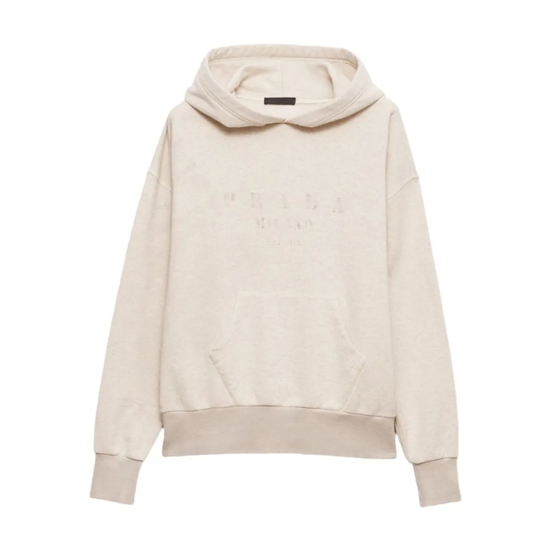 Prada  Cotton Fleece Hoodie Neutrals