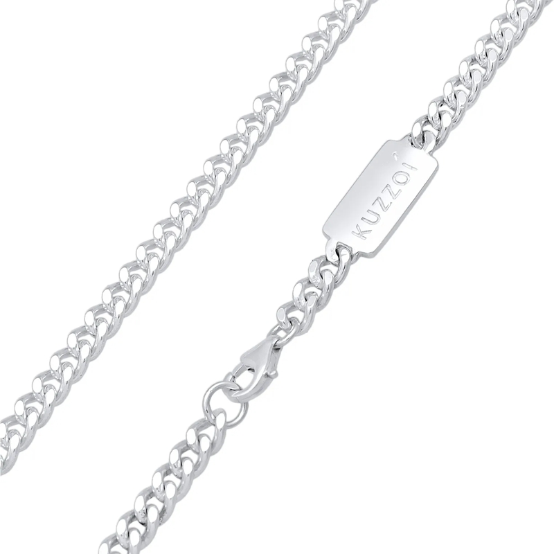 Kuzzoi Mittellange Halskette Halskette Panzerkette Anhänger Platte 925 Silber silber(Image 4)