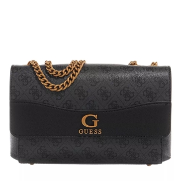 Guess Nell Logo Crossbody Flap Coal Logo Crossbody Bag