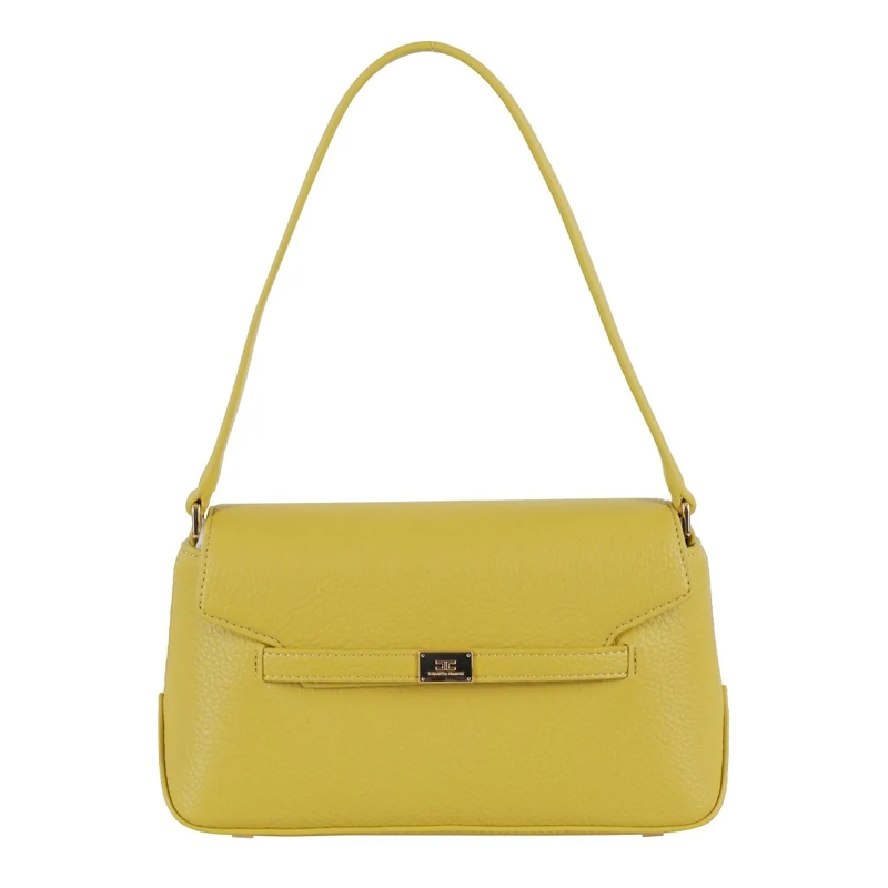 Elisabetta Franchi Schultertasche Textured Finish Shoulder Bag With Logo-Embellished Yellow