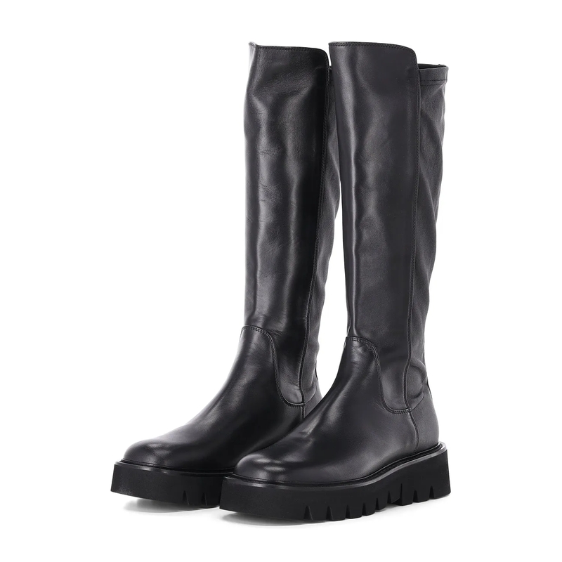 Agl Schuhe Steiefel luggie Stretch aus Leder schwarz