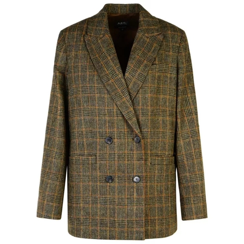 A.P.C. 'Lucy' Brown Virgin Wool Blazer Brown 