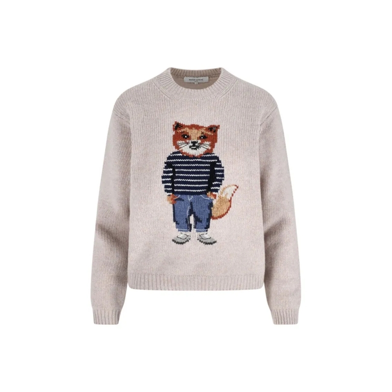 Maison Kitsune Pullover Classic White Knitwear Sweater With Soft Texture White