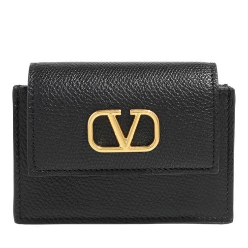Valentino Garavani Card Case Leather Black Portemonnaie mit Überschlag