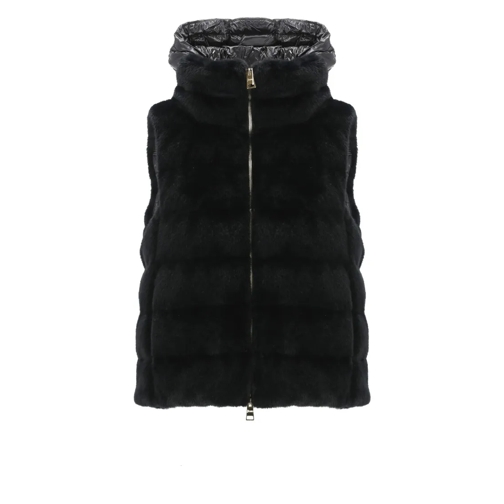 Herno Shearling Jacke Vest With Faux Fur Black