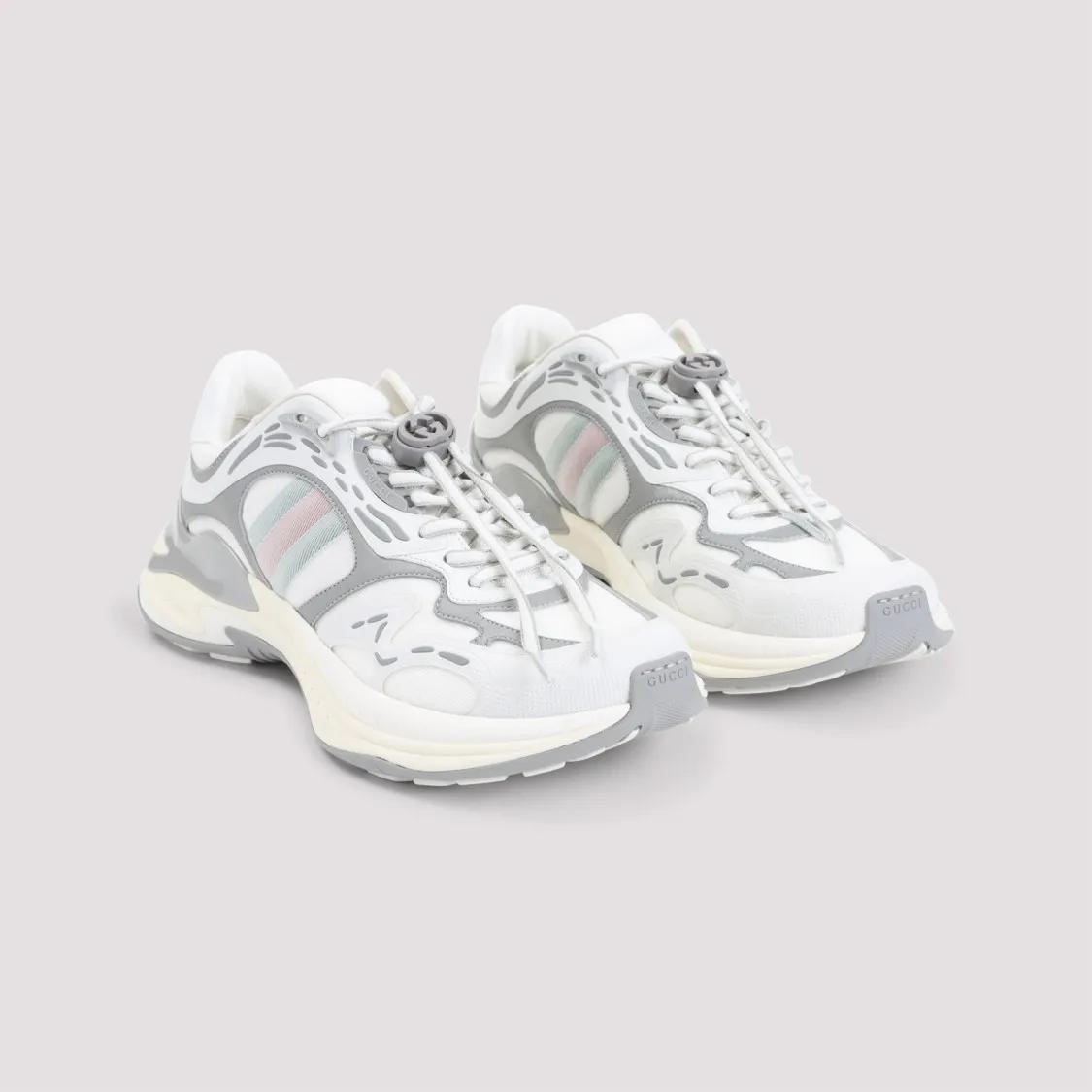Thumbnail - Gucci Low-Top Sneaker - Multicolour Leather And Mesh Sneakers - Gr. 10_5 - in Weiß - für Damen