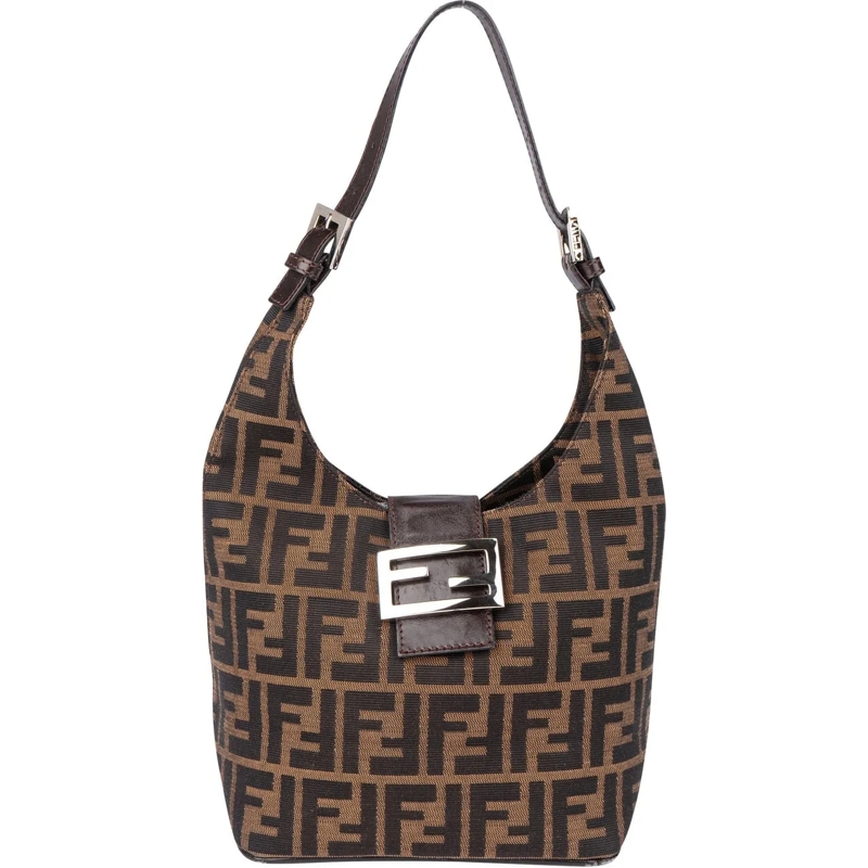 Fendi Schultertasche Fendi FF Monogram Baguette Shoulder Bag braun