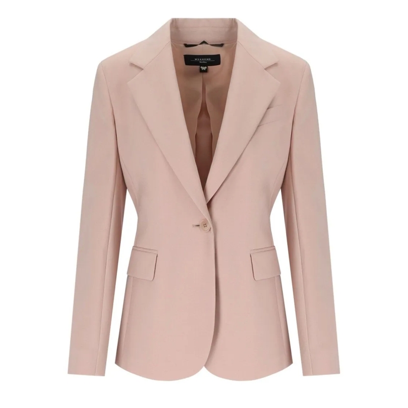Max Mara Blazer Lamine Pink Single-Breasted Blazer Pink