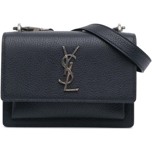 Saint Laurent Schultertasche 2017 Medium Grained Calfskin Monogram Sunset Cross blau
