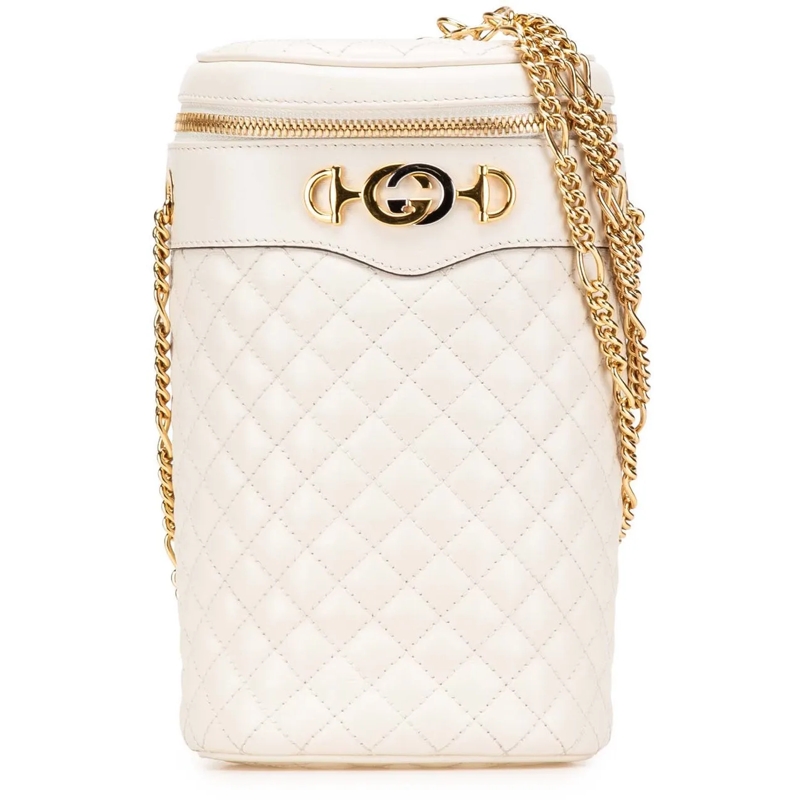 Gucci Schultertasche Calfskin Trapuntata Zumi Convertible Bag weiß