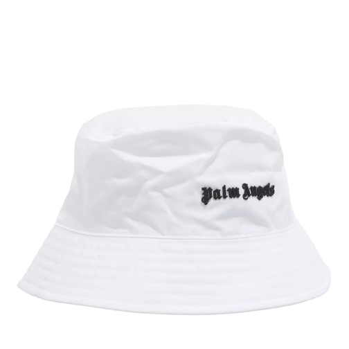 Palm Angels Classic Logo Bucket Hat    White Black Fiskehatt