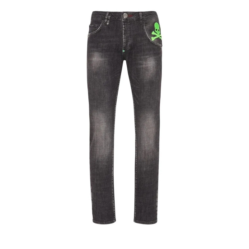 Philipp Plein Jeans Jeans Regular Fit Skull&Bones grau
