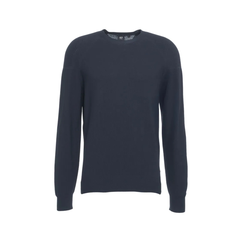 Alpha Tauri Trui Timeless Round Neck Pullover With Ribbed Details Black