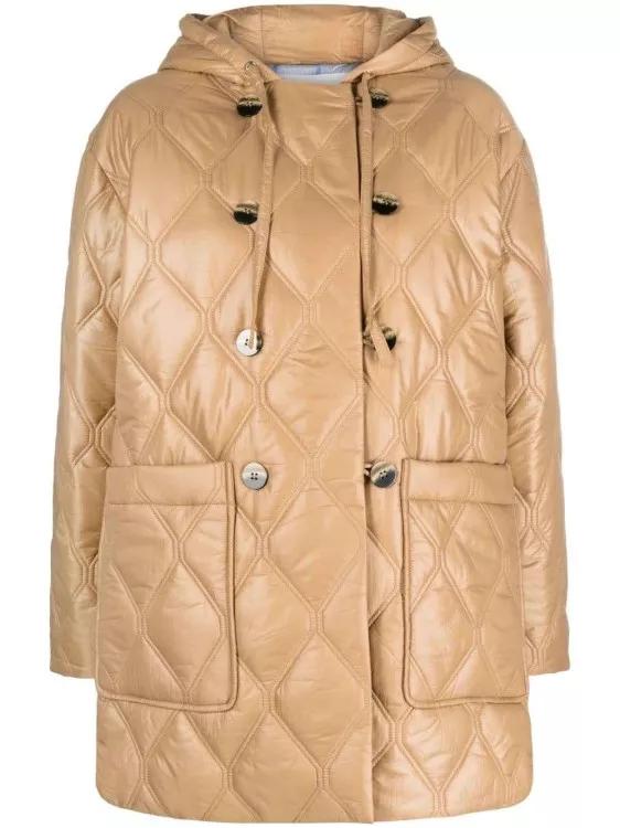 GANNI - Quilted Hooded Jacket - Größe 36 - brown