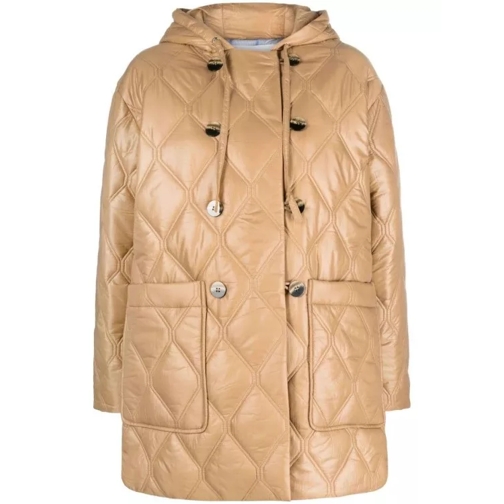 GANNI Quilted Hooded Jacket Brown 