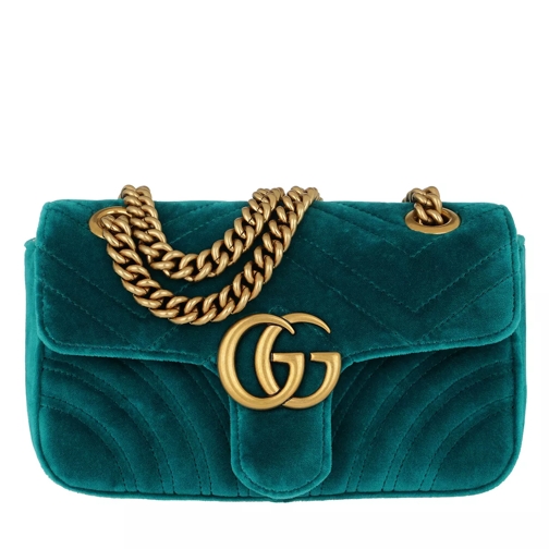 Gucci GG Marmont Velvet Mini Bag Petrol Cross body-väskor