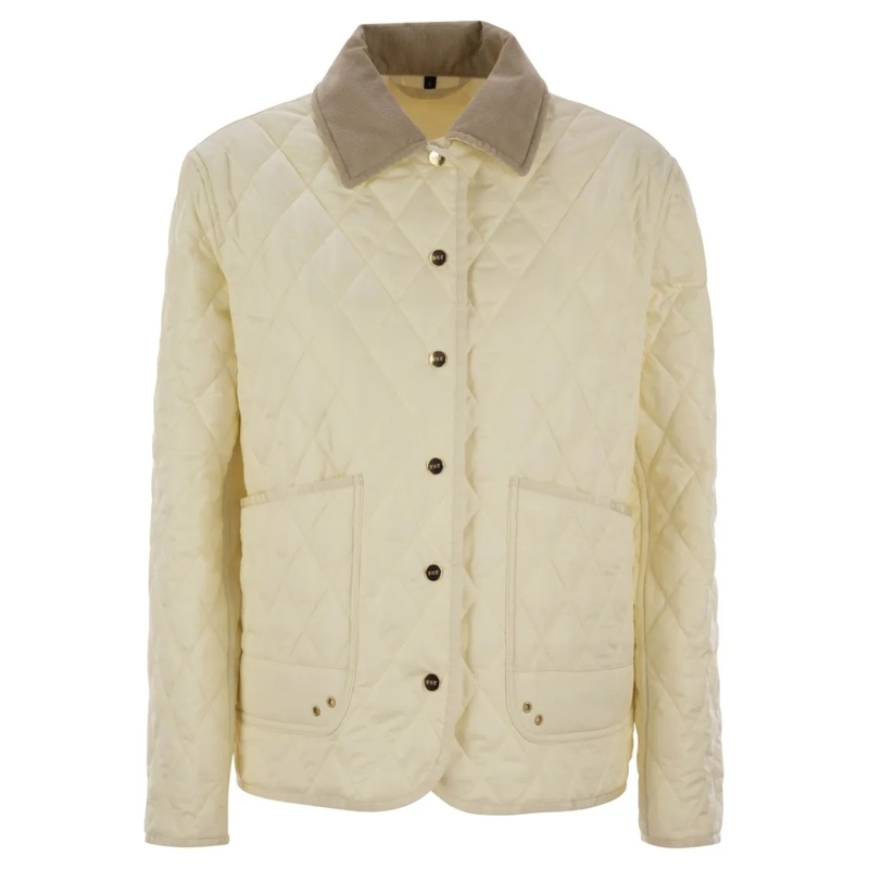Fay Haut à manches longues Diamond Quilted Nylon Shirt Jacket Neutrals