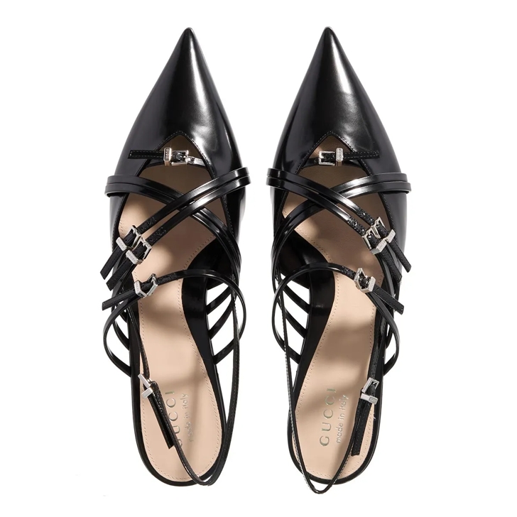 Gucci Ladies Ballerina With Straps Black | Ballerinas