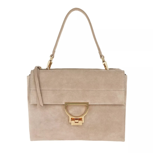 Coccinelle Arlettis Suede Crossbody Bag Large Taupe Cartable