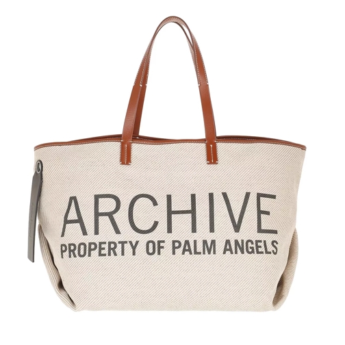 Palm Angels L Archive Cabas Bag Off White Black White Black Shoppingväska