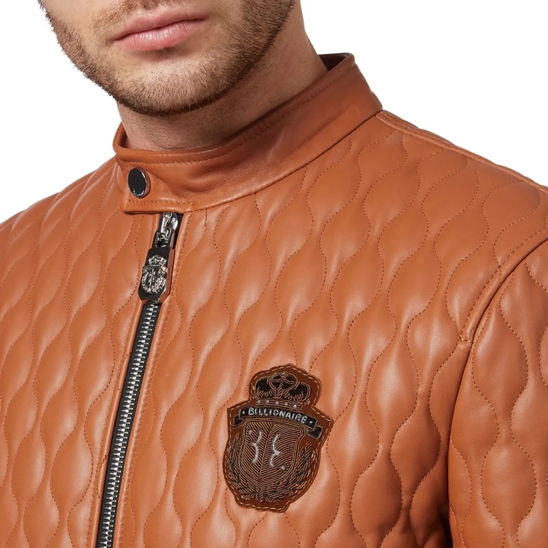 BILLIONAIRE Daunenjacke Lederjacke braun(Image 3)
