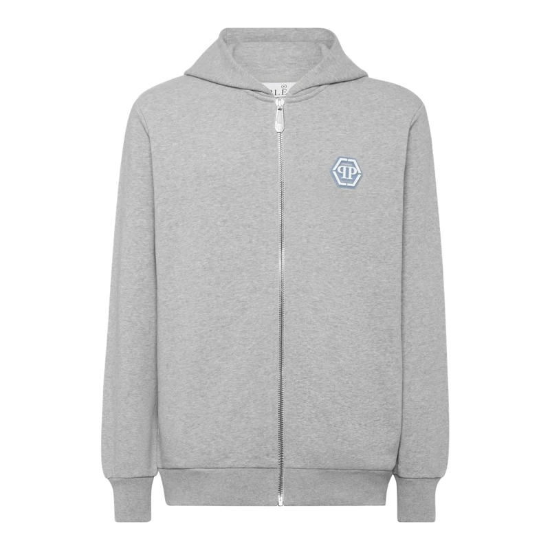 Philipp Plein Top Kapuzen-Sweatjacket Iconic Plein grau
