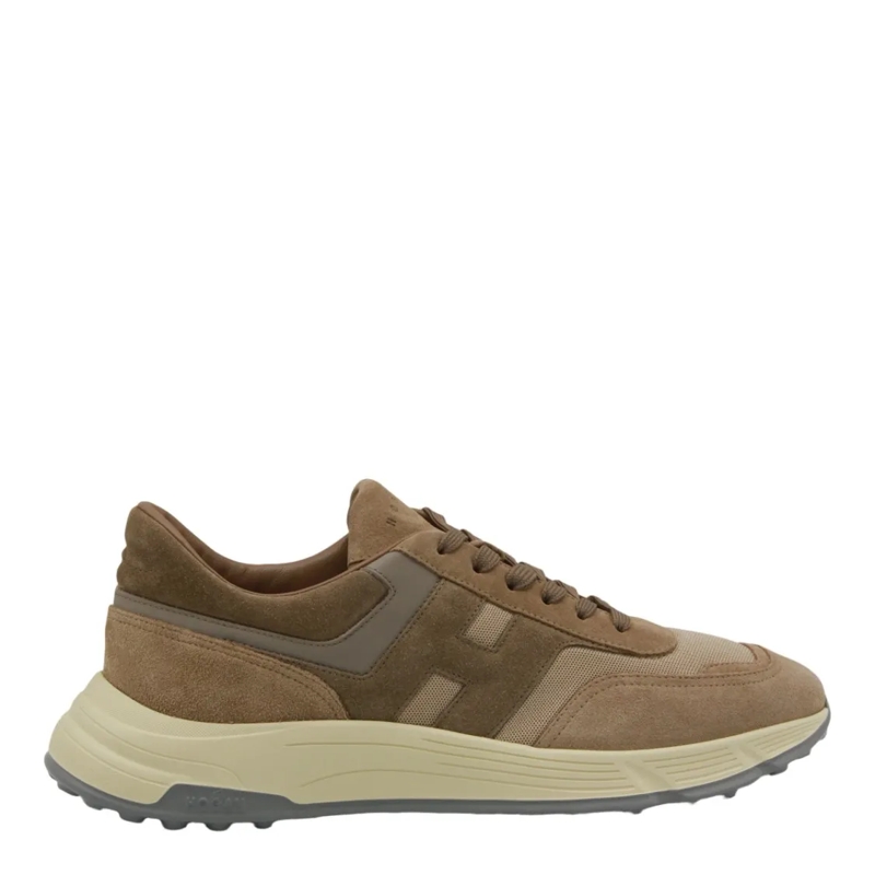Hogan Lage-top sneaker Beige Suede And Mesh Sneakers With Sole Brown