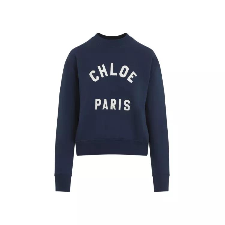 Chloé - Logo Navy Blue Cotton Sweater - Größe M - blue